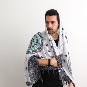 *SOLD* Authentic Indonesian Sarong (Wht/Turq/Blk)